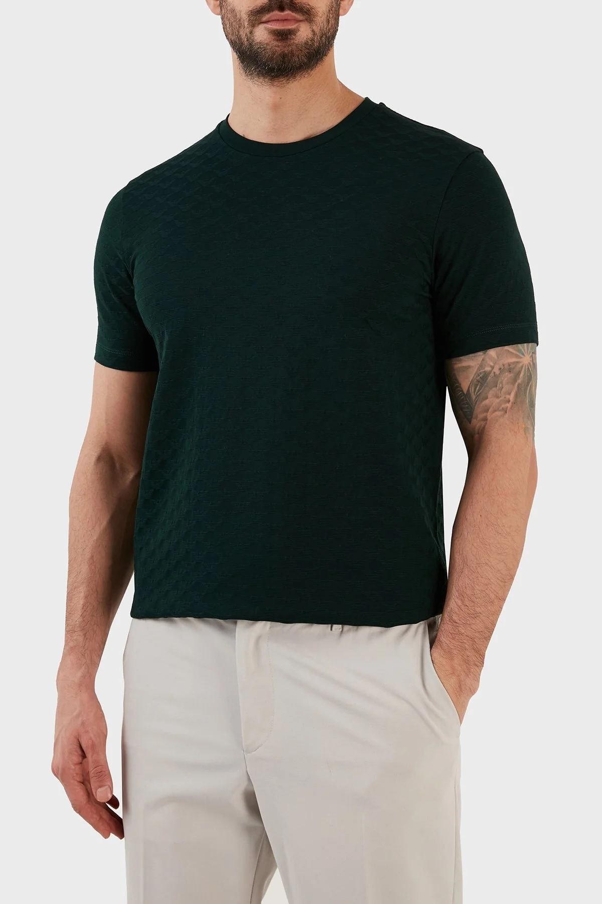 Emporio Armani Pamuklu Slim Fit Bisiklet Yaka Erkek T Shirt 8N1TL7 1JHWZ 0590 HAKİ - 2