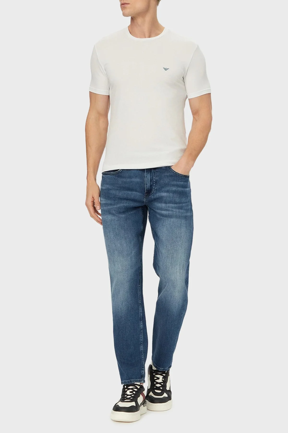 Emporio Armani Pamuklu Slim Fit Bisiklet Yaka Erkek T Shirt EM000379 AF18895 U0002 BEYAZ - 2