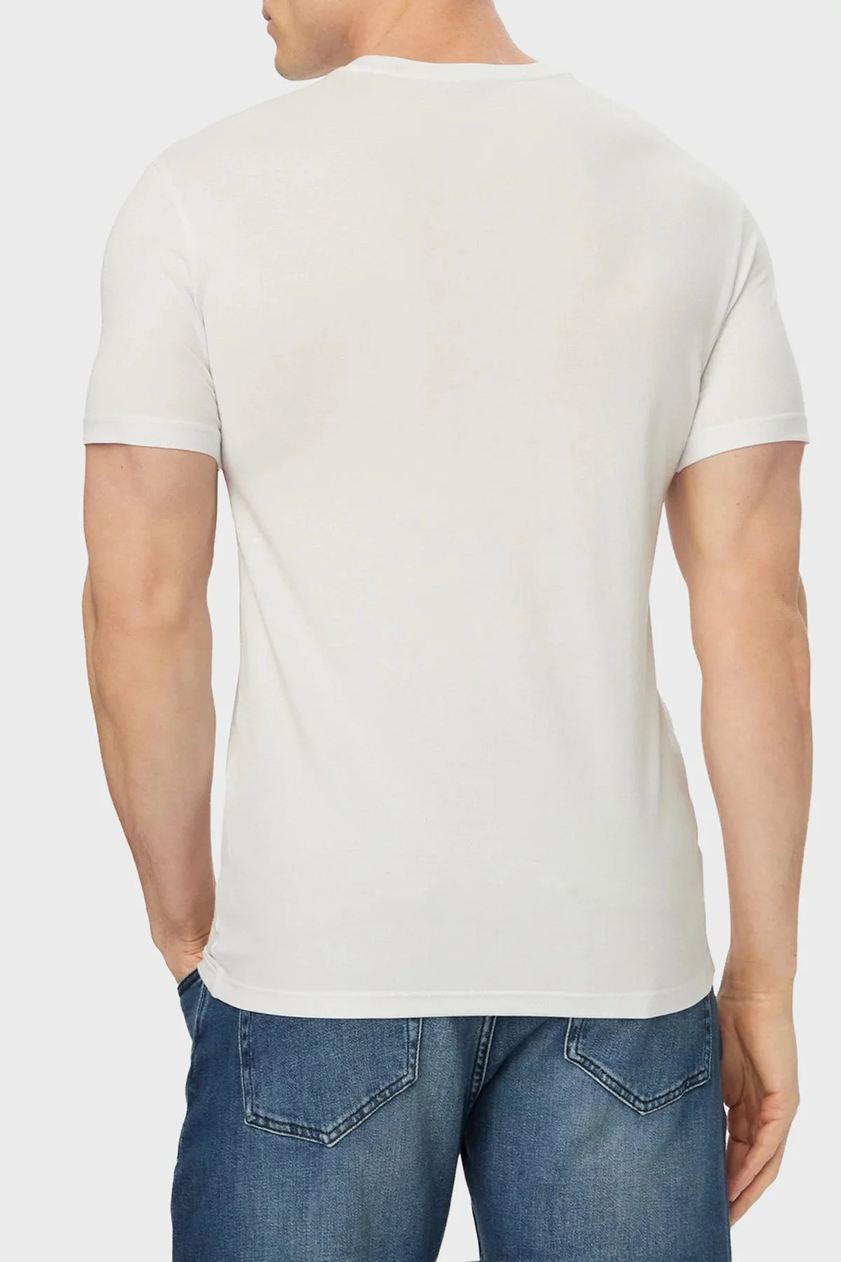 Emporio Armani Pamuklu Slim Fit Bisiklet Yaka Erkek T Shirt EM000379 AF18895 U0002 BEYAZ - 3