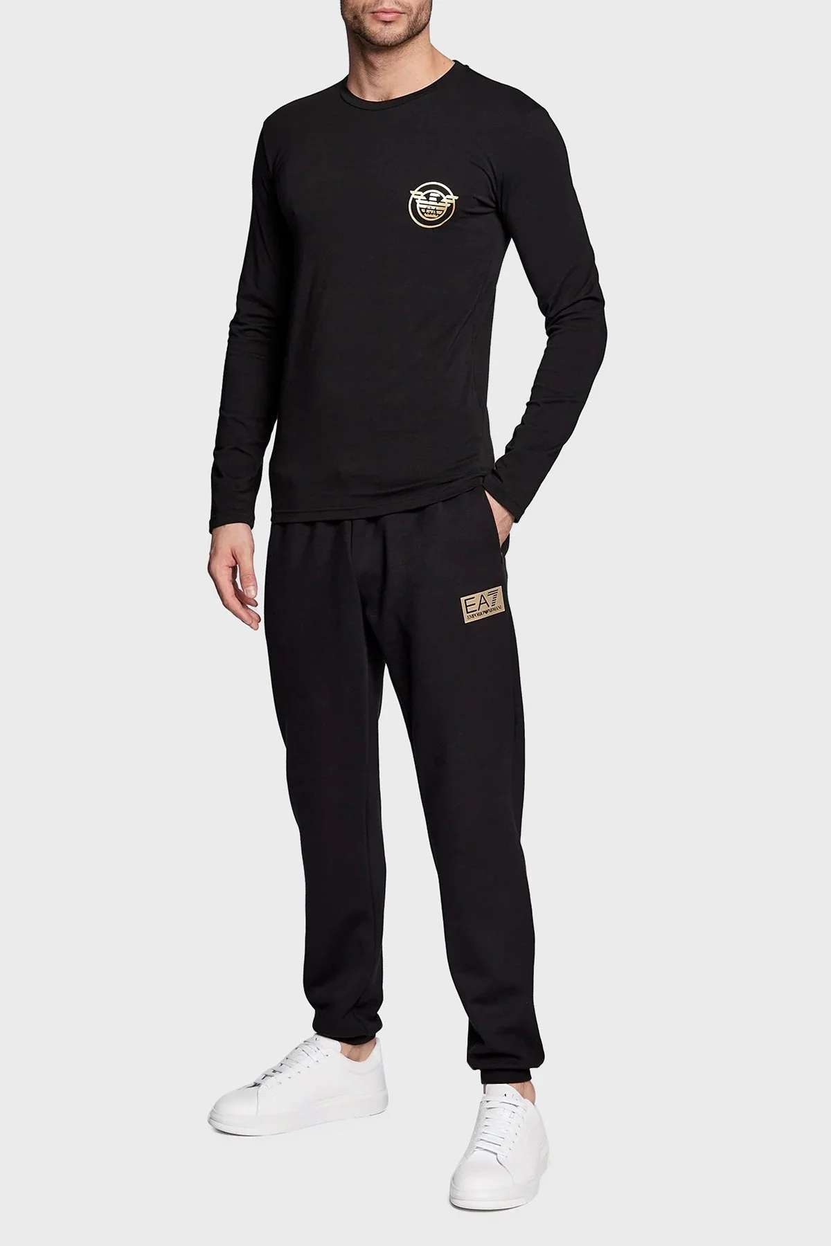 Emporio Armani Pamuklu Slim Fit Bisiklet Yaka Uzun Kollu Erkek T Shirt 111023 2F595 00020 SİYAH - 2