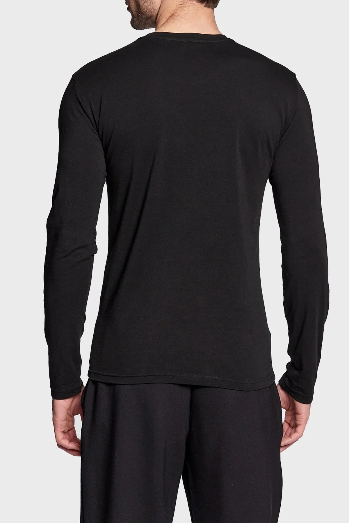 Emporio Armani Pamuklu Slim Fit Bisiklet Yaka Uzun Kollu Erkek T Shirt 111023 2F595 00020 SİYAH - 3