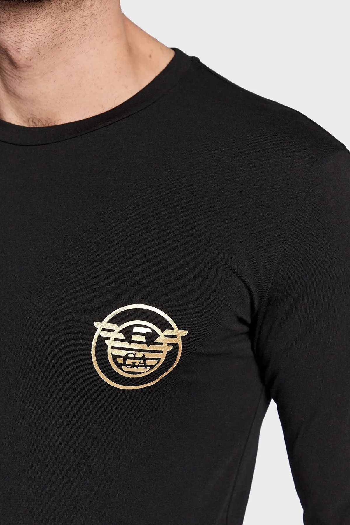 Emporio Armani Pamuklu Slim Fit Bisiklet Yaka Uzun Kollu Erkek T Shirt 111023 2F595 00020 SİYAH - 4