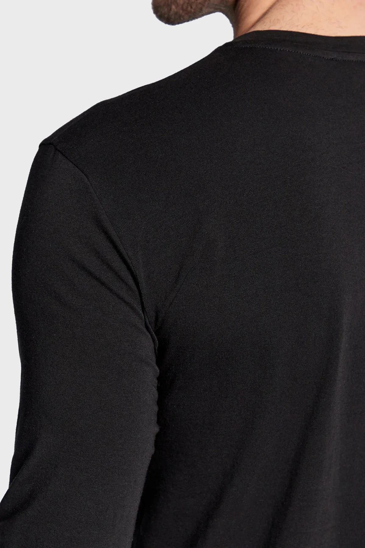 Emporio Armani Pamuklu Slim Fit Bisiklet Yaka Uzun Kollu Erkek T Shirt 111023 2F595 00020 SİYAH - 5