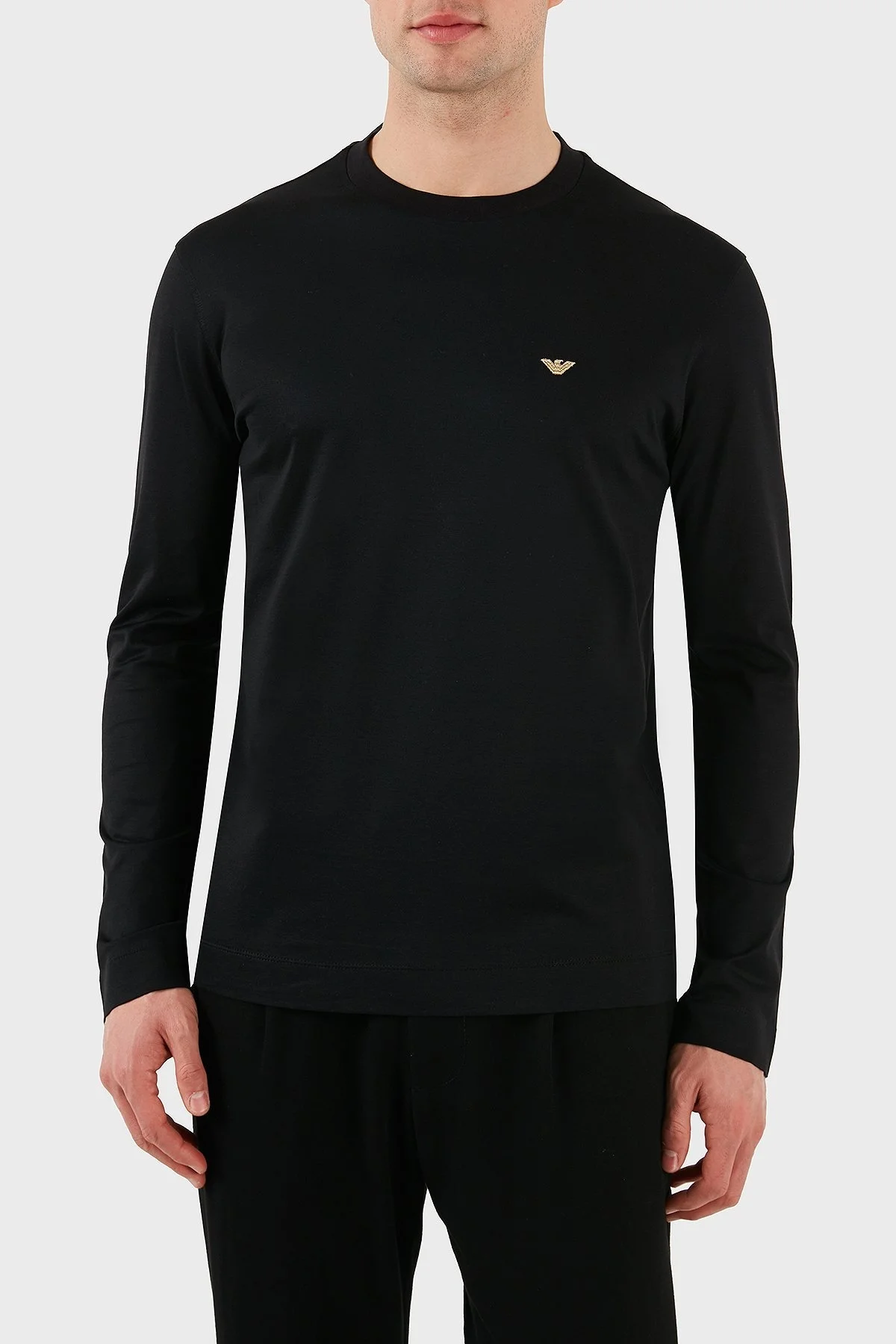 Emporio Armani Pamuklu Slim Fit Bisiklet Yaka Uzun Kollu Erkek T Shirt EM001703 AF10017 MC184 SİYAH - 7