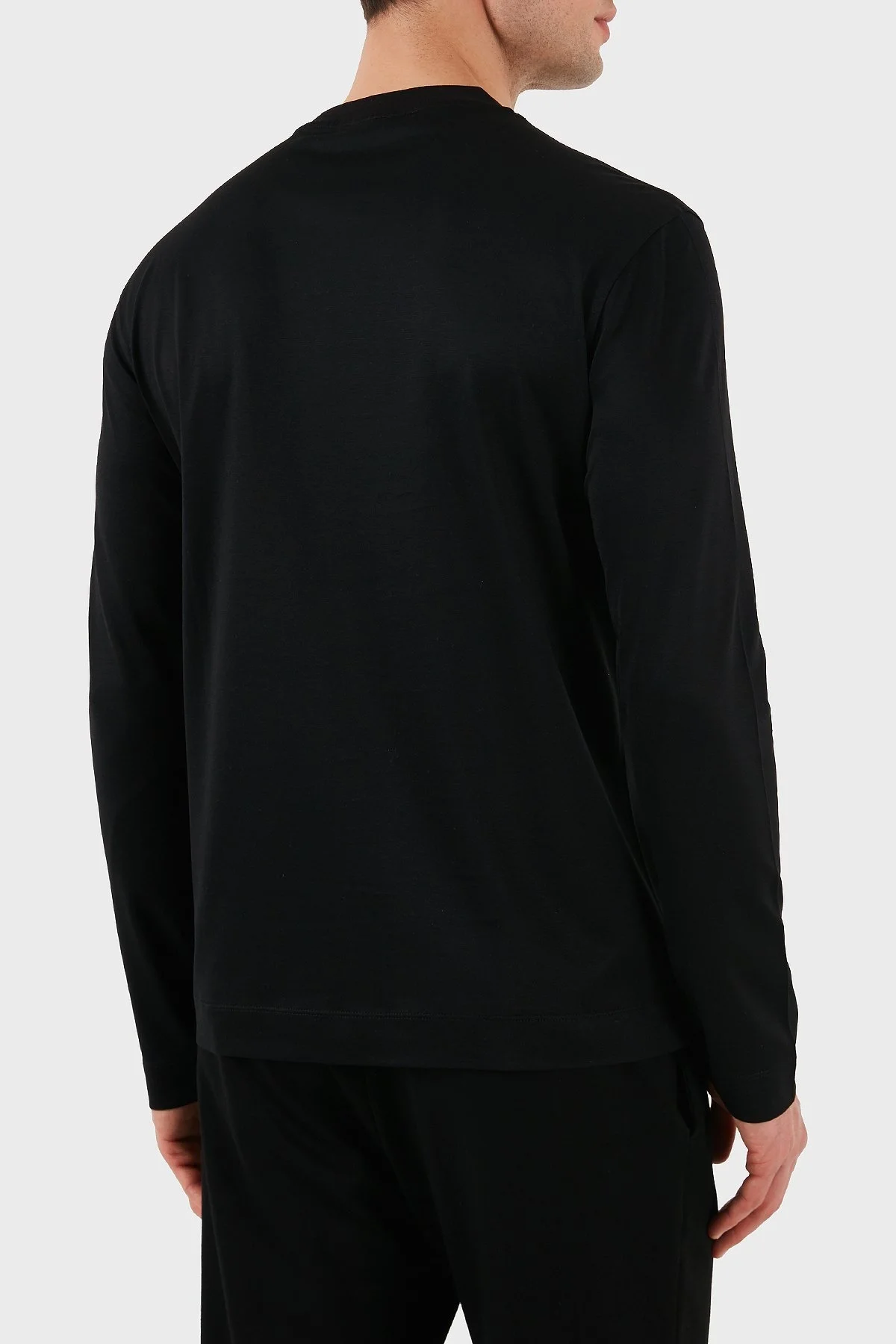 Emporio Armani Pamuklu Slim Fit Bisiklet Yaka Uzun Kollu Erkek T Shirt EM001703 AF10017 MC184 SİYAH - 9
