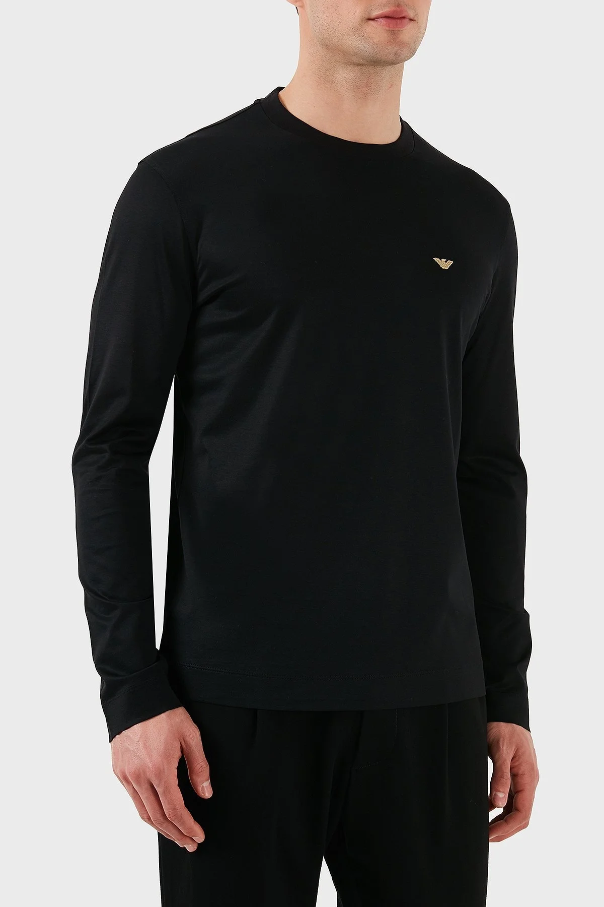 Emporio Armani Pamuklu Slim Fit Bisiklet Yaka Uzun Kollu Erkek T Shirt EM001703 AF10017 MC184 SİYAH - 11