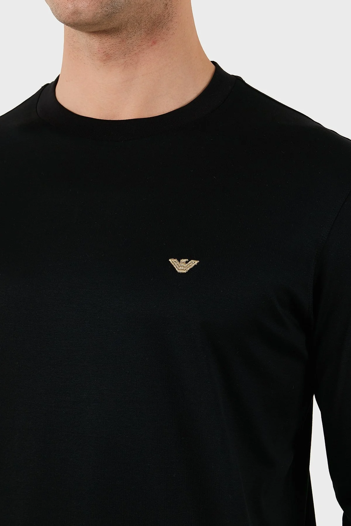Emporio Armani Pamuklu Slim Fit Bisiklet Yaka Uzun Kollu Erkek T Shirt EM001703 AF10017 MC184 SİYAH - 12