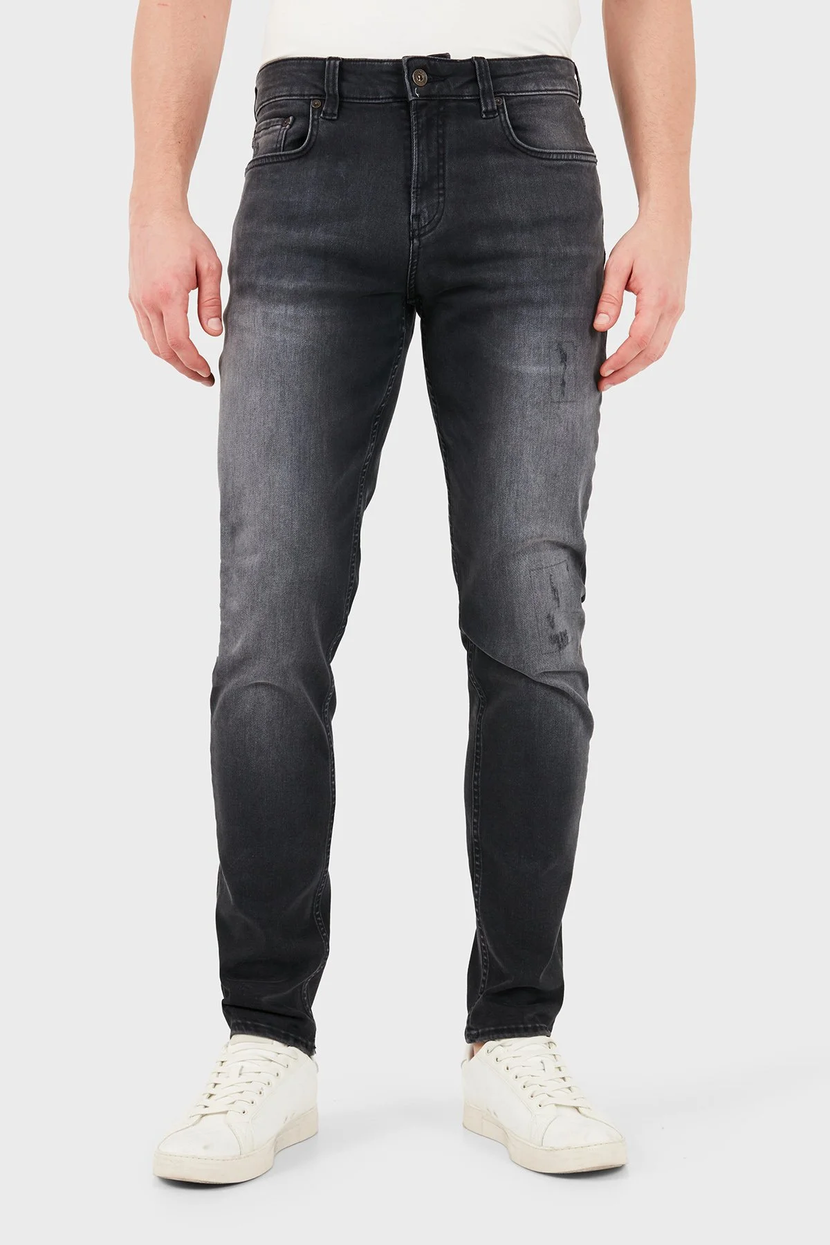 Emporio Armani Pamuklu Slim Fit Dar Paça Erkek Kot Pantolon EM006514 AF29574 M8001 Gri - 1
