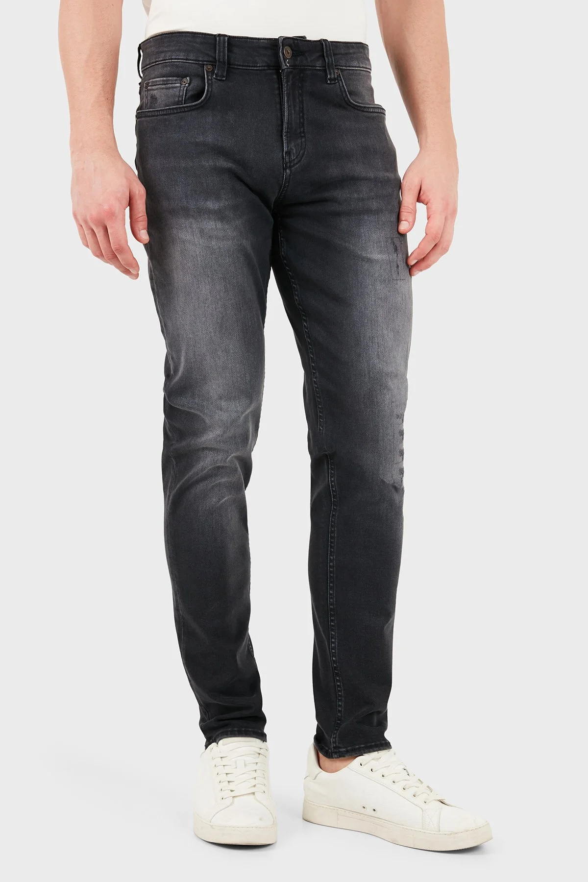 Emporio Armani Pamuklu Slim Fit Dar Paça Erkek Kot Pantolon EM006514 AF29574 M8001 Gri - 4