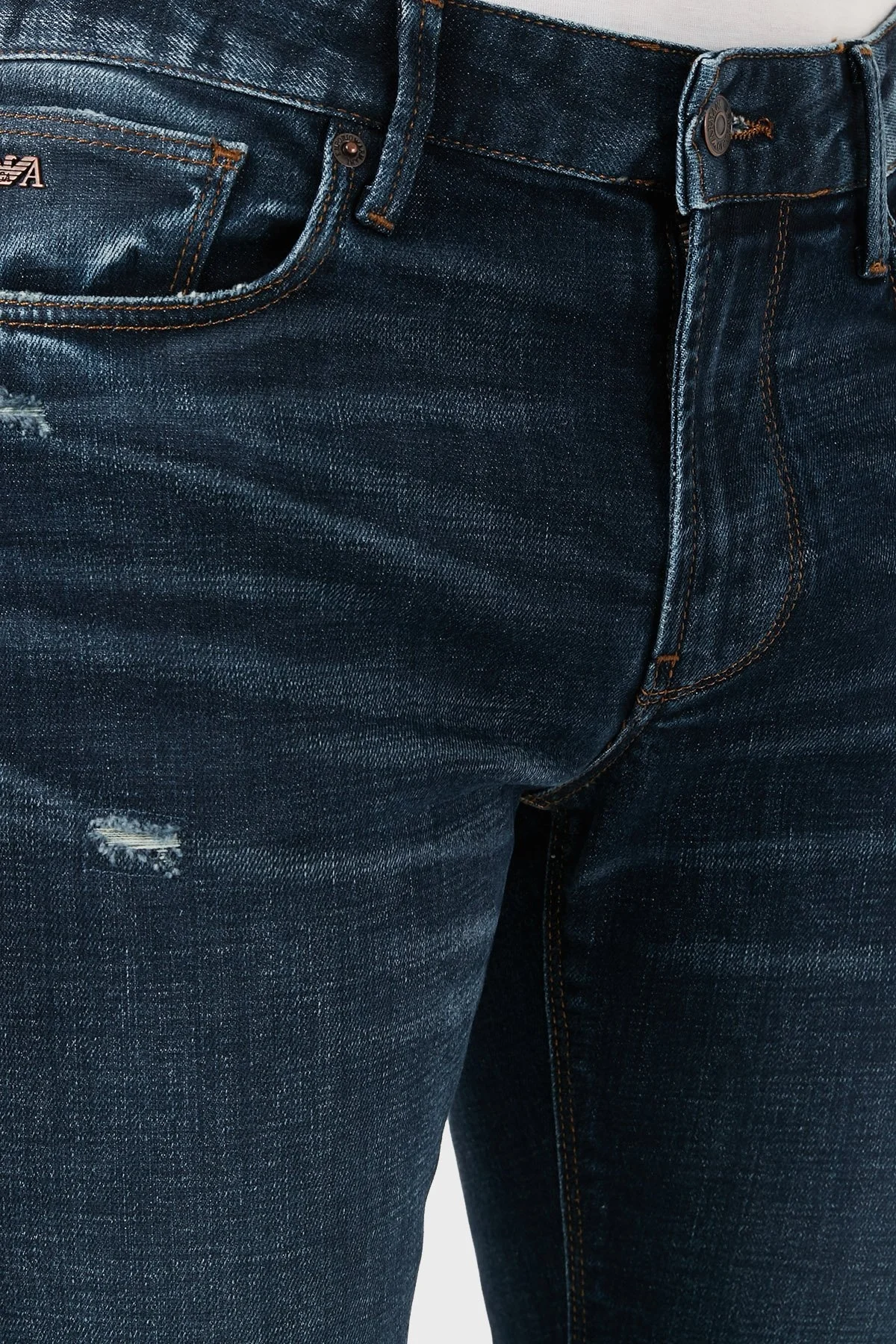 Emporio Armani Pamuklu Slim Fit Dar Paça Jeans Erkek Kot Pantolon 6D1J06 1D98Z 0941 LACİVERT - 13