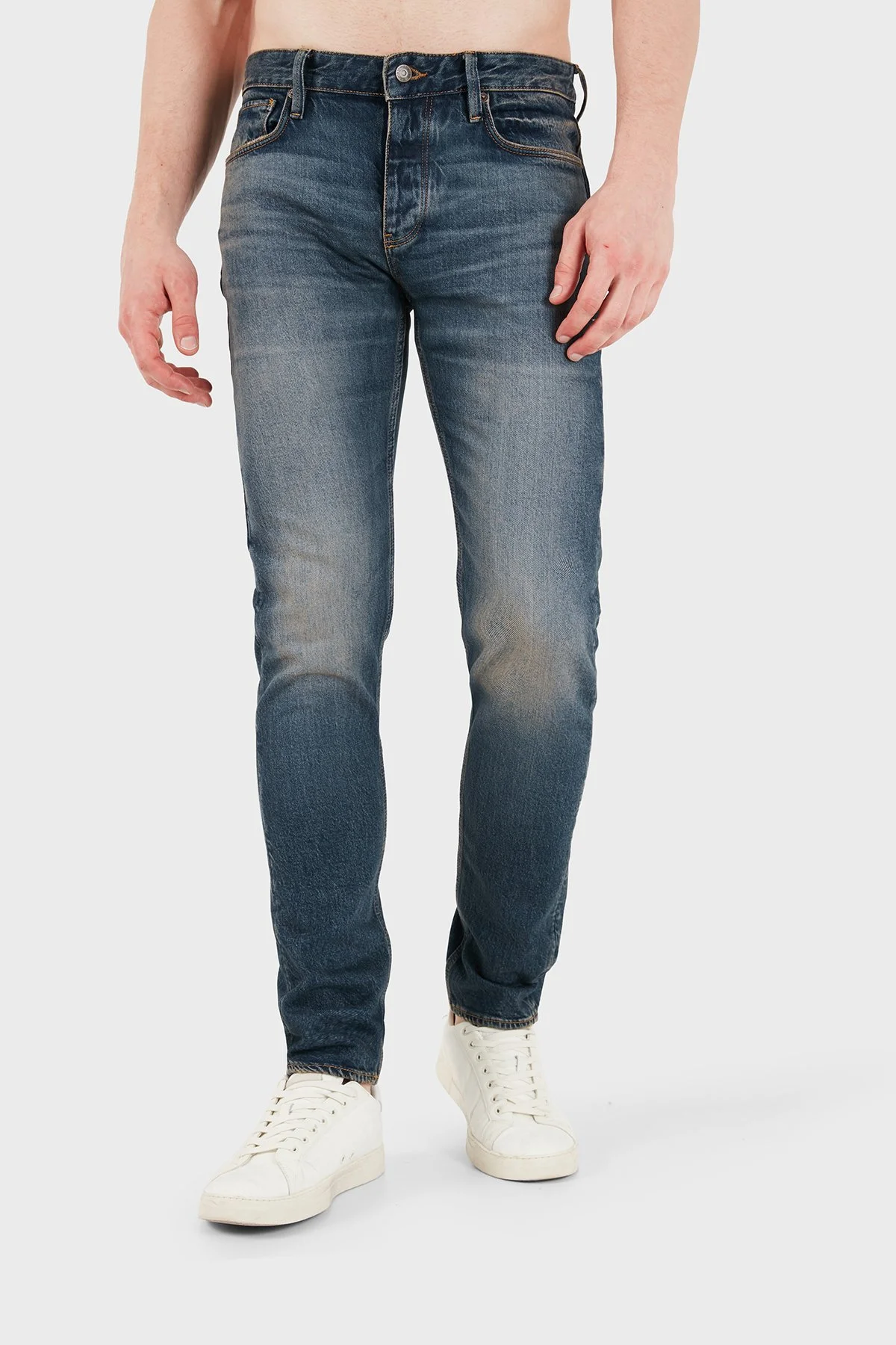 Emporio Armani Pamuklu Slim Fit Dar Paça Jeans Erkek Kot Pantolon EM000668 AF20752 MB001 LACİVERT - 1