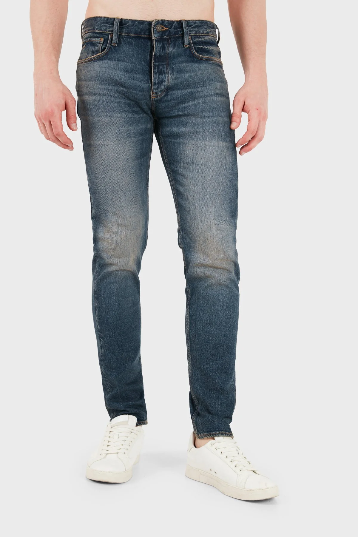 Emporio Armani Pamuklu Slim Fit Dar Paça Jeans Erkek Kot Pantolon EM000668 AF20752 MB001 LACİVERT - 4