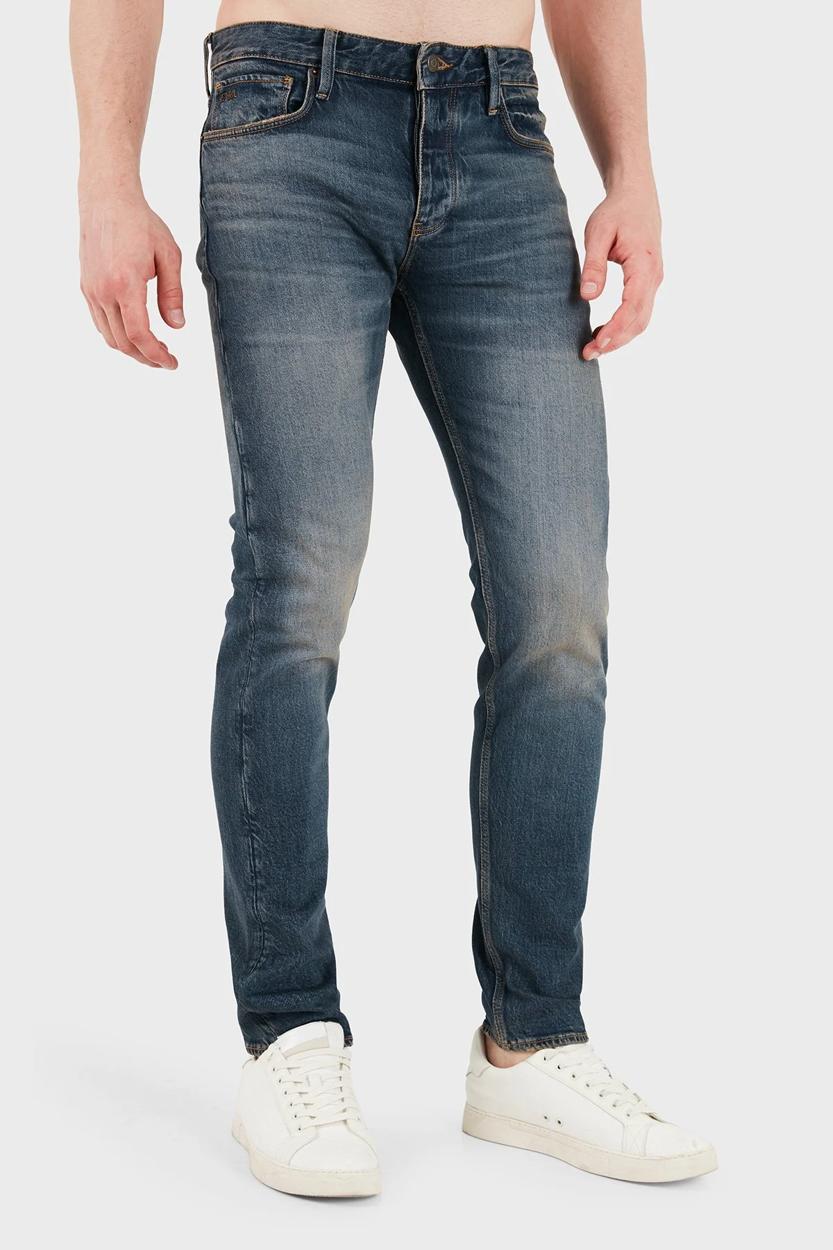 Emporio Armani Pamuklu Slim Fit Dar Paça Jeans Erkek Kot Pantolon EM000668 AF20752 MB001 LACİVERT - 5