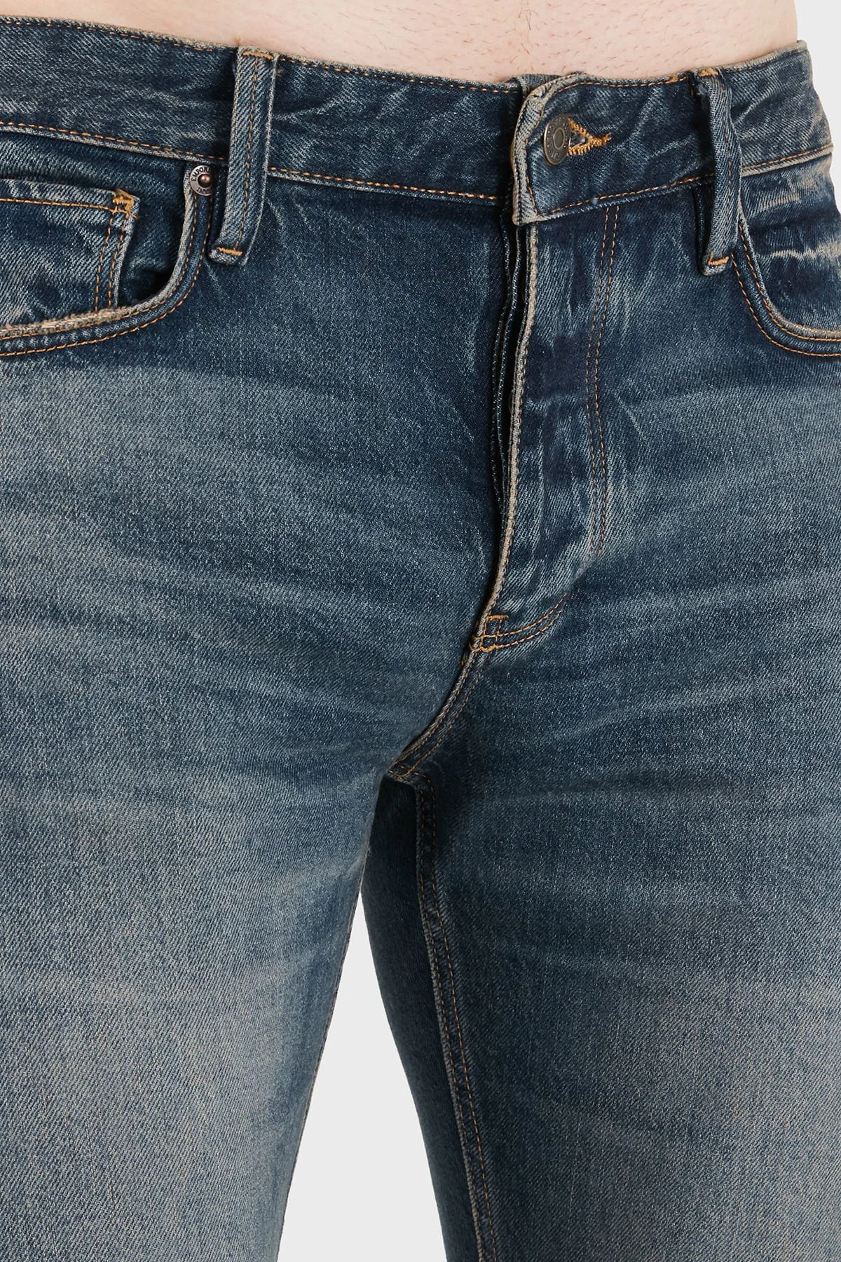 Emporio Armani Pamuklu Slim Fit Dar Paça Jeans Erkek Kot Pantolon EM000668 AF20752 MB001 LACİVERT - 6