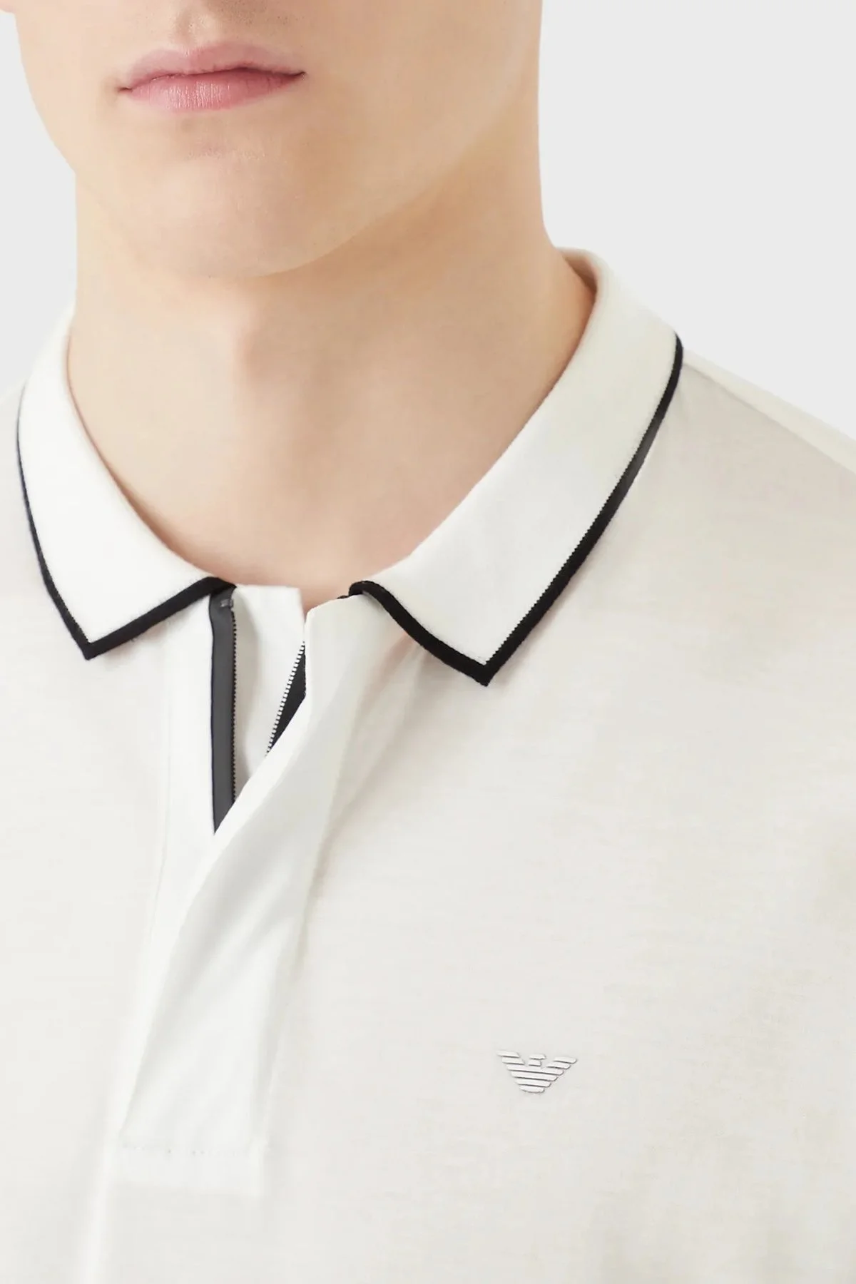 Emporio Armani Pamuklu Slim Fit Fermuarlı Erkek Polo T Shirt 3R1F66 1JUVZ 0101 BEYAZ - 3