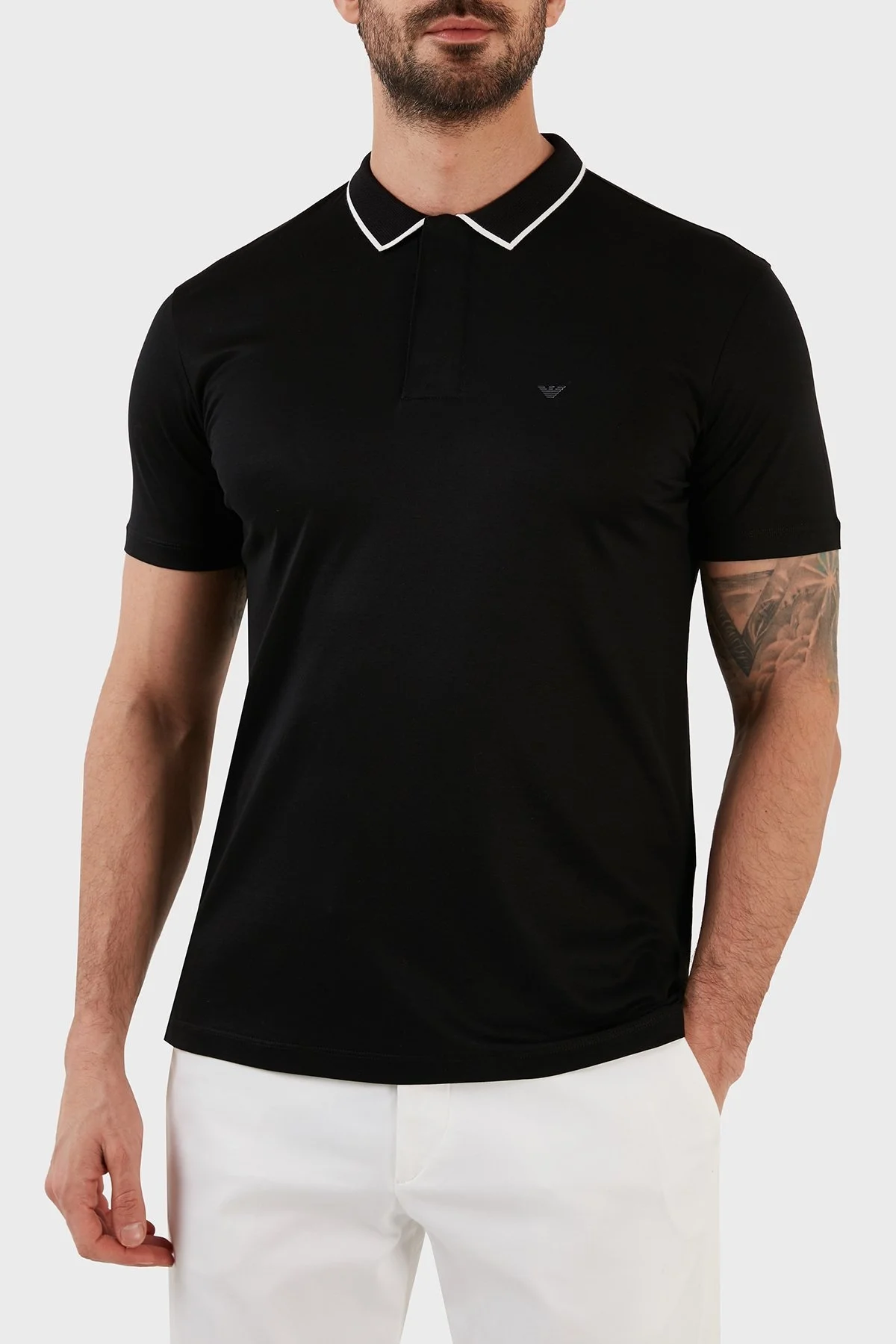 Emporio Armani Pamuklu Slim Fit Fermuarlı Erkek Polo T Shirt 3R1F66 1JUVZ 0999 SİYAH - 1