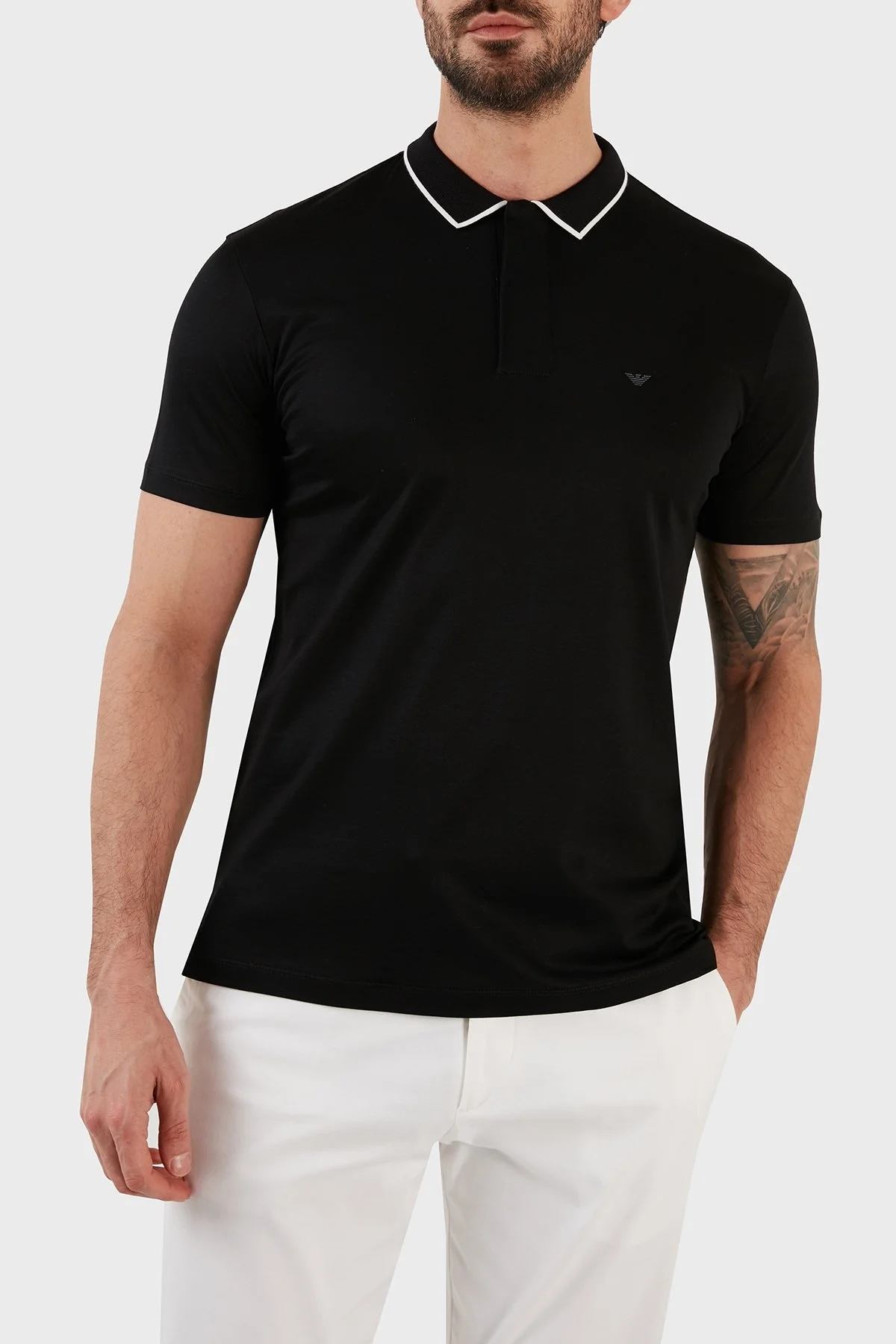 Emporio Armani Pamuklu Slim Fit Fermuarlı Erkek Polo T Shirt 3R1F66 1JUVZ 0999 SİYAH - 2