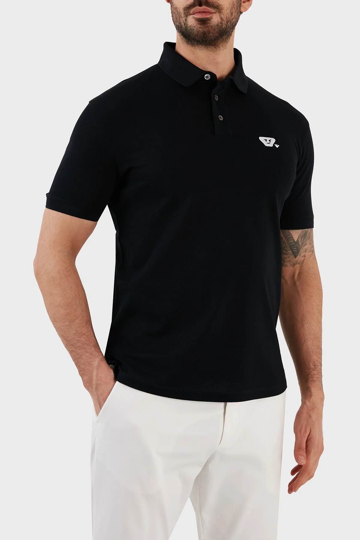 Emporio Armani Pamuklu Slim Fit Düğmeli Erkek Polo T Shirt 8N1FAL 1JTKZ 0920 LACİVERT - 2
