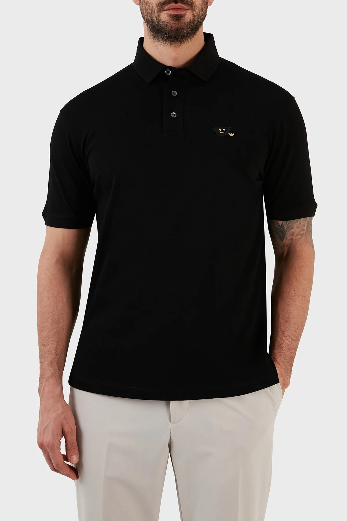 Emporio Armani Pamuklu Slim Fit Düğmeli Erkek Polo T Shirt 8N1FAL 1JTKZ 0999 SİYAH - 1