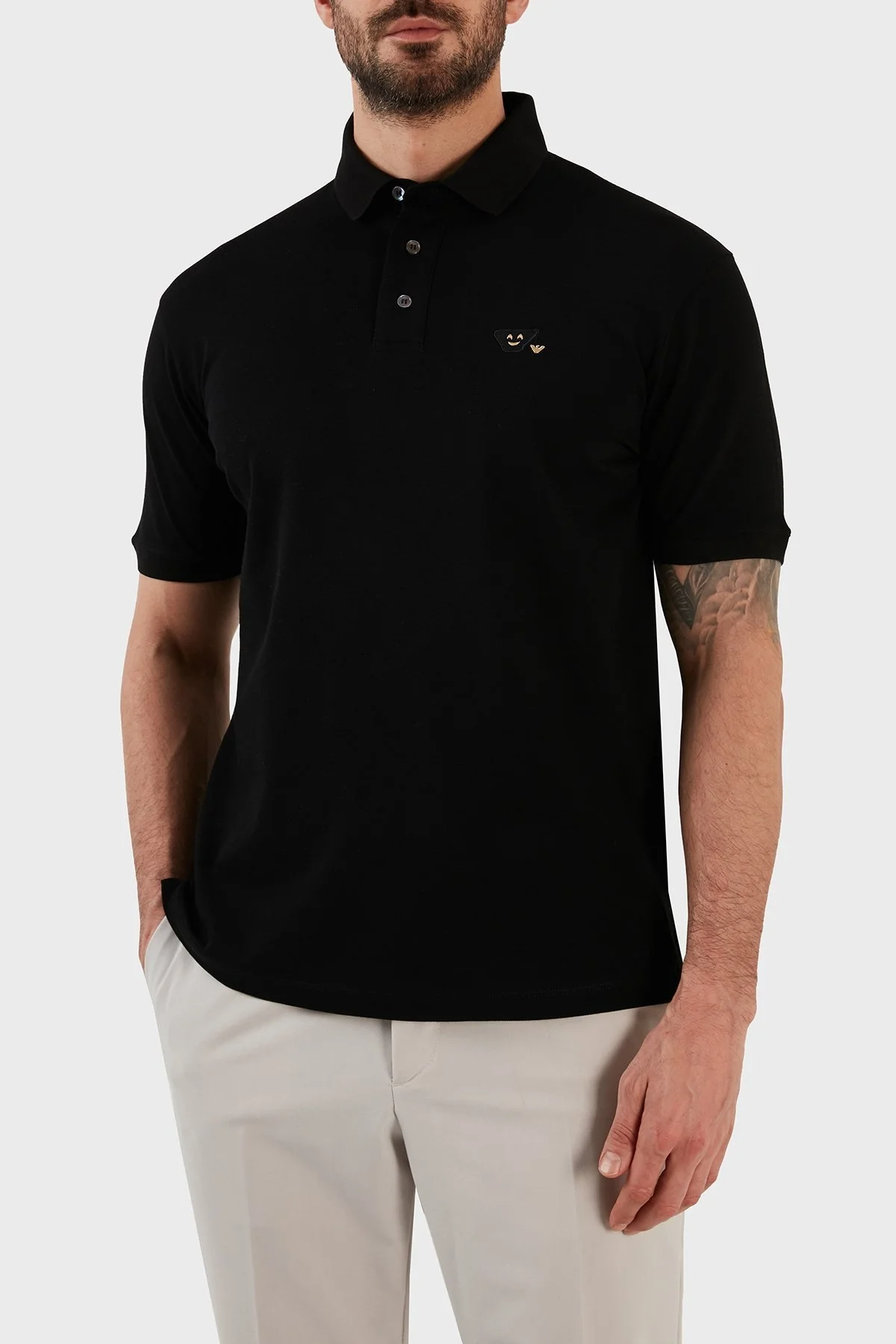Emporio Armani Pamuklu Slim Fit Düğmeli Erkek Polo T Shirt 8N1FAL 1JTKZ 0999 SİYAH - 3