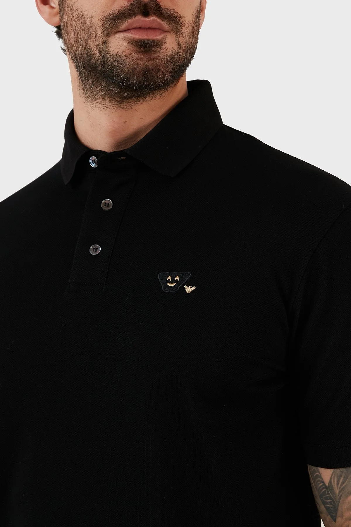 Emporio Armani Pamuklu Slim Fit Düğmeli Erkek Polo T Shirt 8N1FAL 1JTKZ 0999 SİYAH - 4