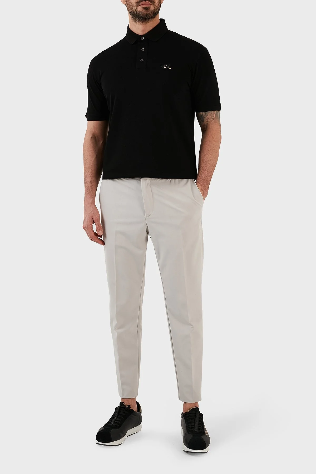 Emporio Armani Pamuklu Slim Fit Düğmeli Erkek Polo T Shirt 8N1FAL 1JTKZ 0999 SİYAH - 5