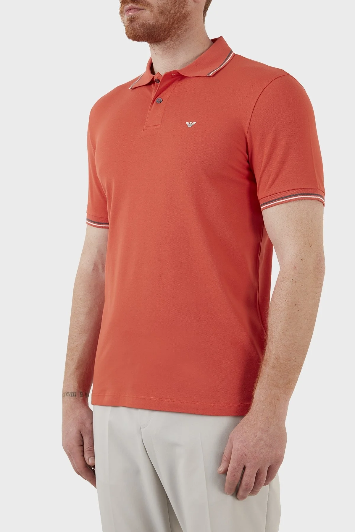 Emporio Armani Pamuklu Slim Fit Düğmeli T Shirt Erkek Polo 8N1FB3 1JPTZ 0413 KİREMİT - 3