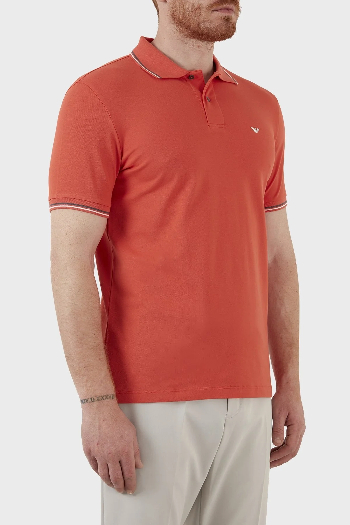 Emporio Armani Pamuklu Slim Fit Düğmeli T Shirt Erkek Polo 8N1FB3 1JPTZ 0413 KİREMİT - 4