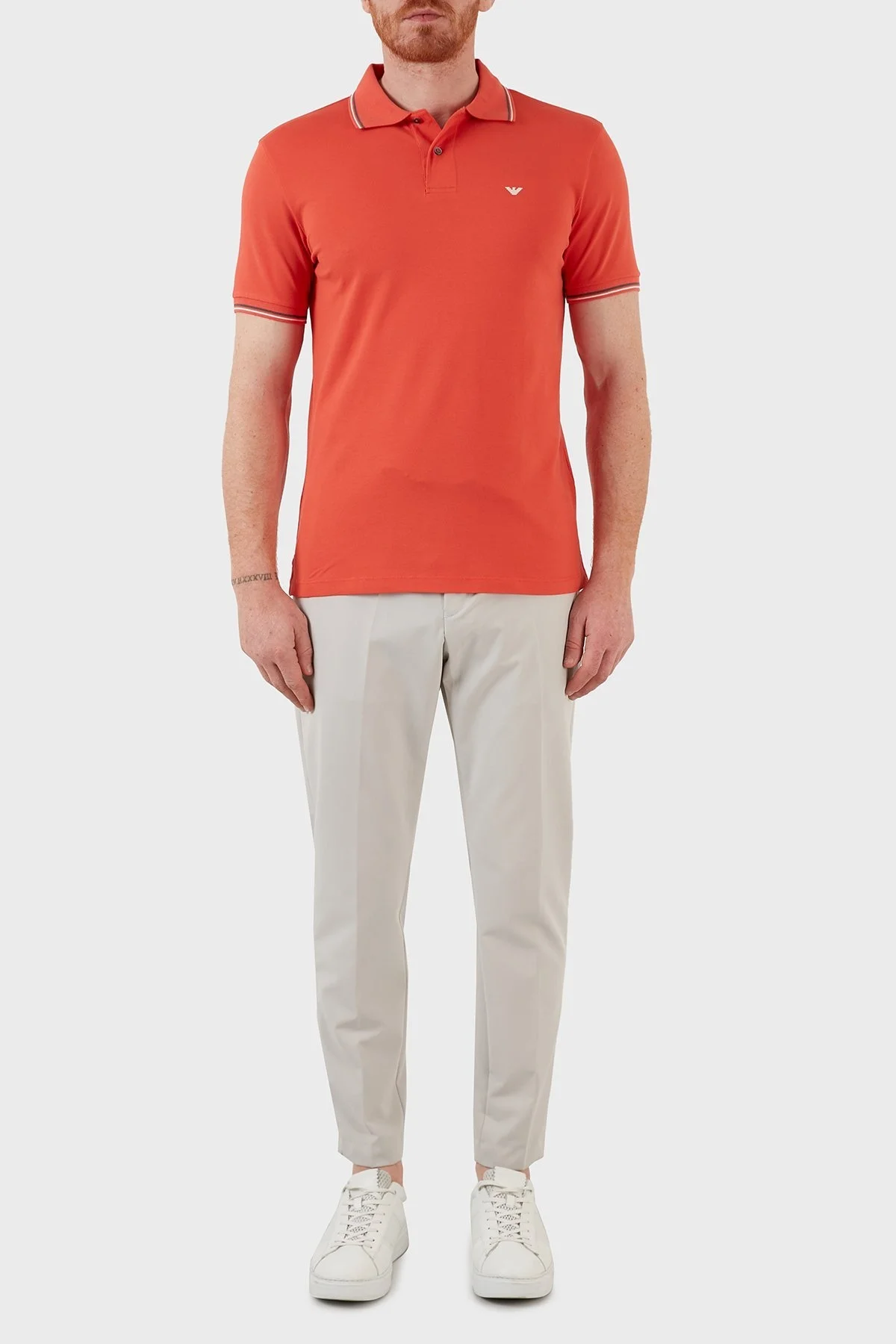 Emporio Armani Pamuklu Slim Fit Düğmeli T Shirt Erkek Polo 8N1FB3 1JPTZ 0413 KİREMİT - 6