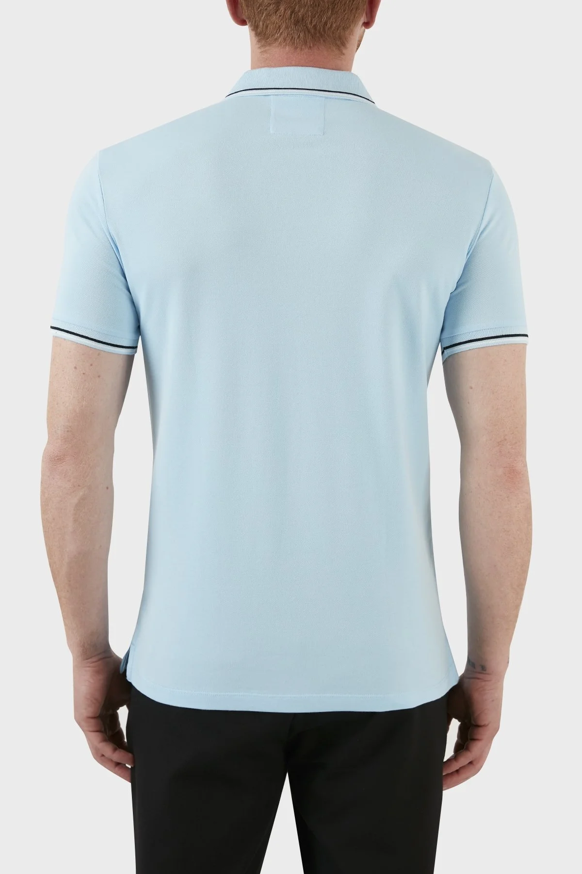 Emporio Armani Pamuklu Slim Fit Düğmeli T Shirt Erkek Polo 8N1FB3 1JPTZ 0781 AÇIK MAVİ - 6