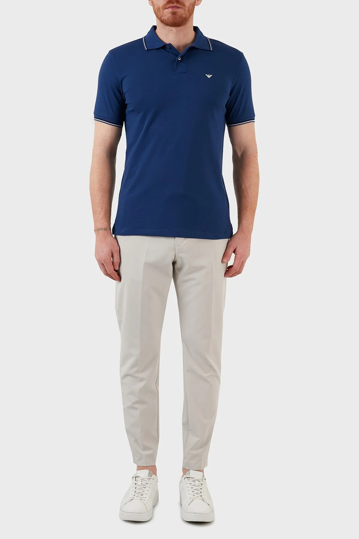 Emporio Armani Pamuklu Slim Fit Düğmeli T Shirt Erkek Polo 8N1FB3 1JPTZ 0938 SAKS - 4