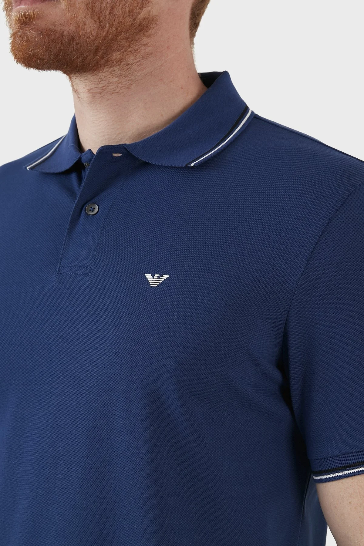 Emporio Armani Pamuklu Slim Fit Düğmeli T Shirt Erkek Polo 8N1FB3 1JPTZ 0938 SAKS - 6