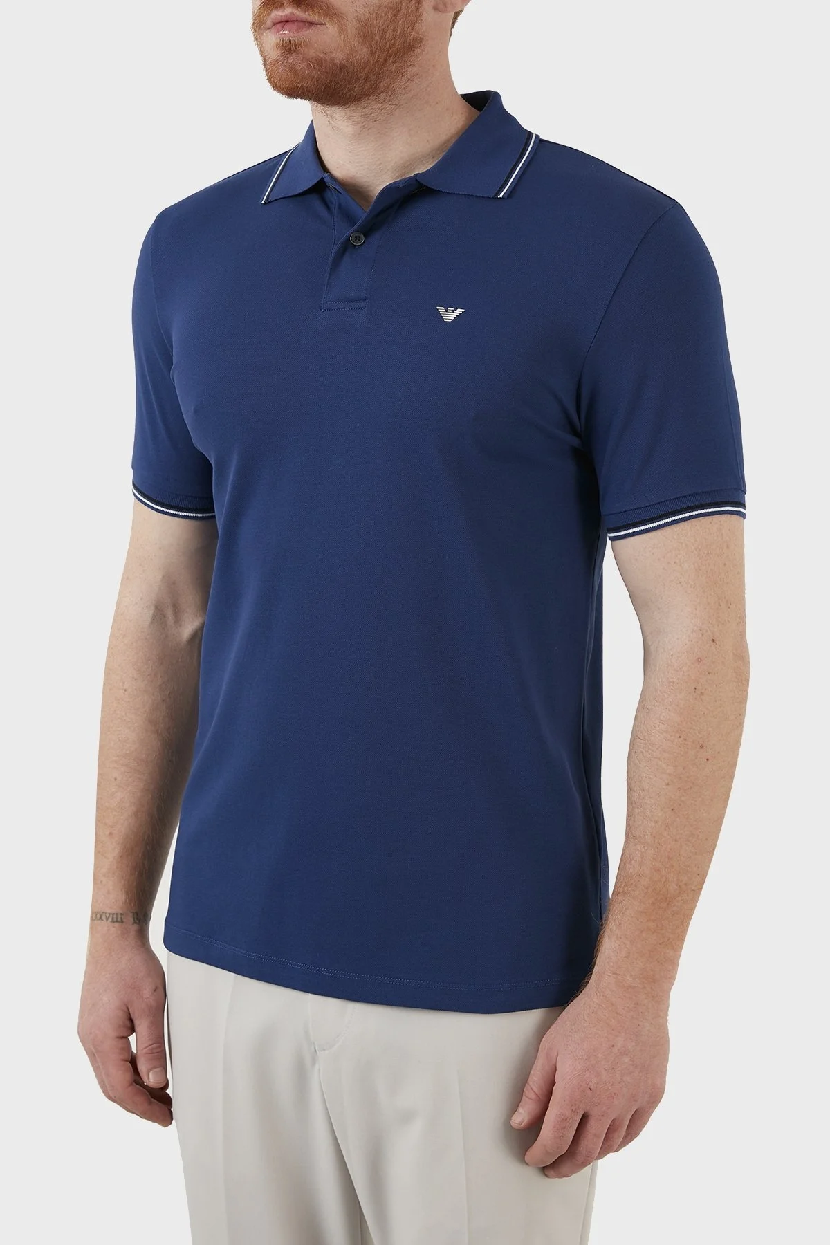 Emporio Armani Pamuklu Slim Fit Düğmeli T Shirt Erkek Polo 8N1FB3 1JPTZ 0938 SAKS - 7