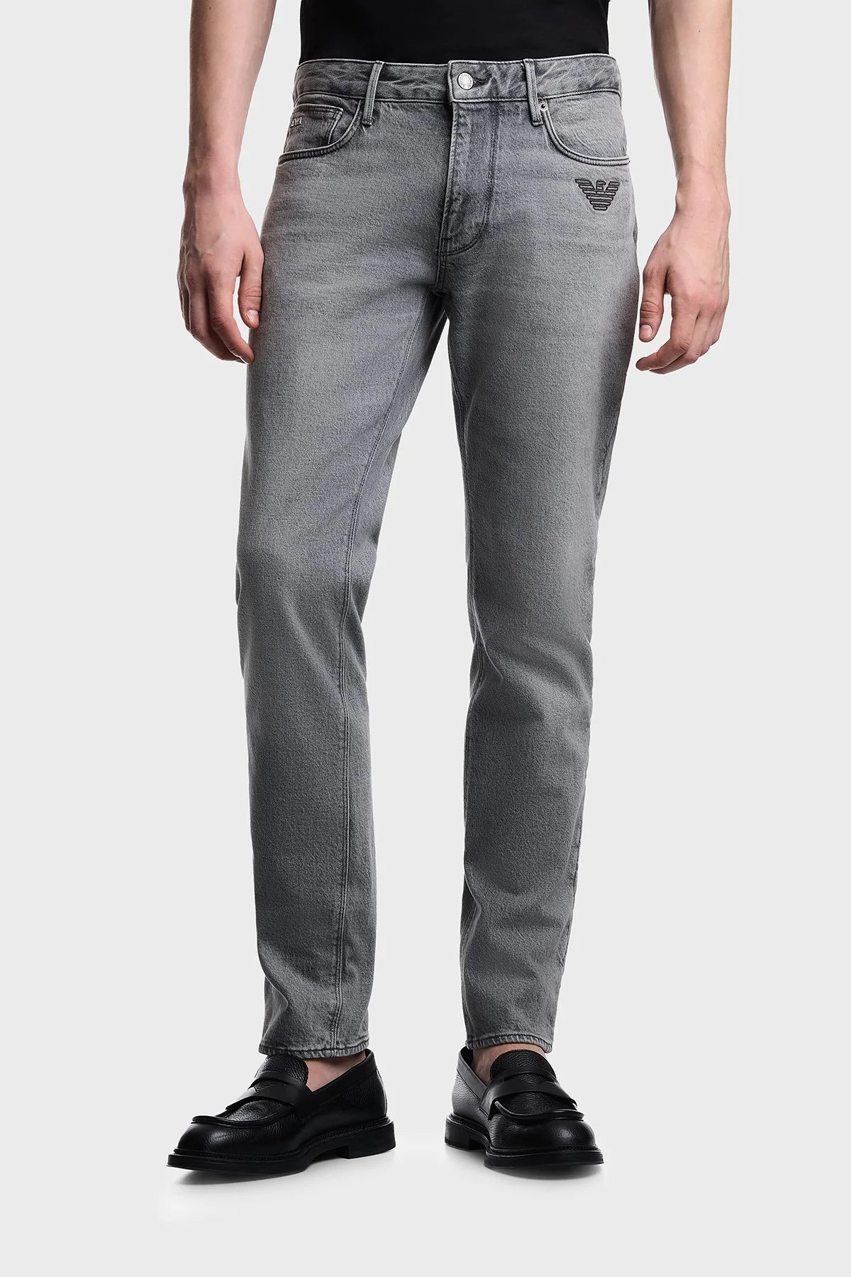 Emporio Armani Pamuklu Slim Fit Düşük Bel Dar Paça Jeans Erkek Kot Pantolon EM000121 AF17860 M8002 GRİ - 1