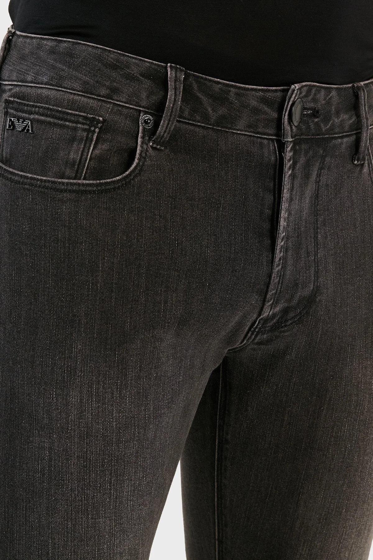 Emporio Armani Pamuklu Slim Fit Düşük Bel Düz Paça J06 Jeans Erkek Kot Pantolon 8N1J06 1DHDZ 0006 SİYAH - 5