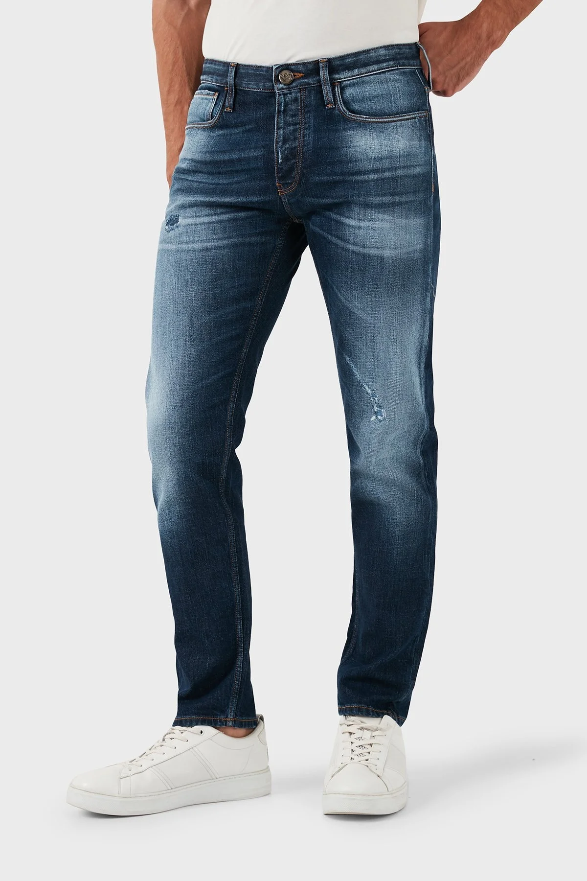 Emporio Armani Pamuklu Slim Fit Düşük Bel Düz Paça Jeans Erkek Kot Pantolon 6D1J75 1D44Z 0942 LACİVERT - 10