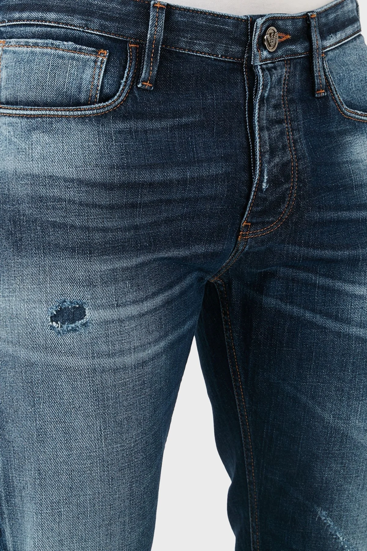 Emporio Armani Pamuklu Slim Fit Düşük Bel Düz Paça Jeans Erkek Kot Pantolon 6D1J75 1D44Z 0942 LACİVERT - 11