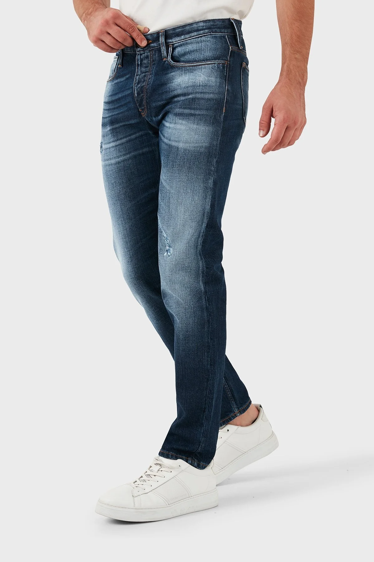 Emporio Armani Pamuklu Slim Fit Düşük Bel Düz Paça Jeans Erkek Kot Pantolon 6D1J75 1D44Z 0942 LACİVERT - 12
