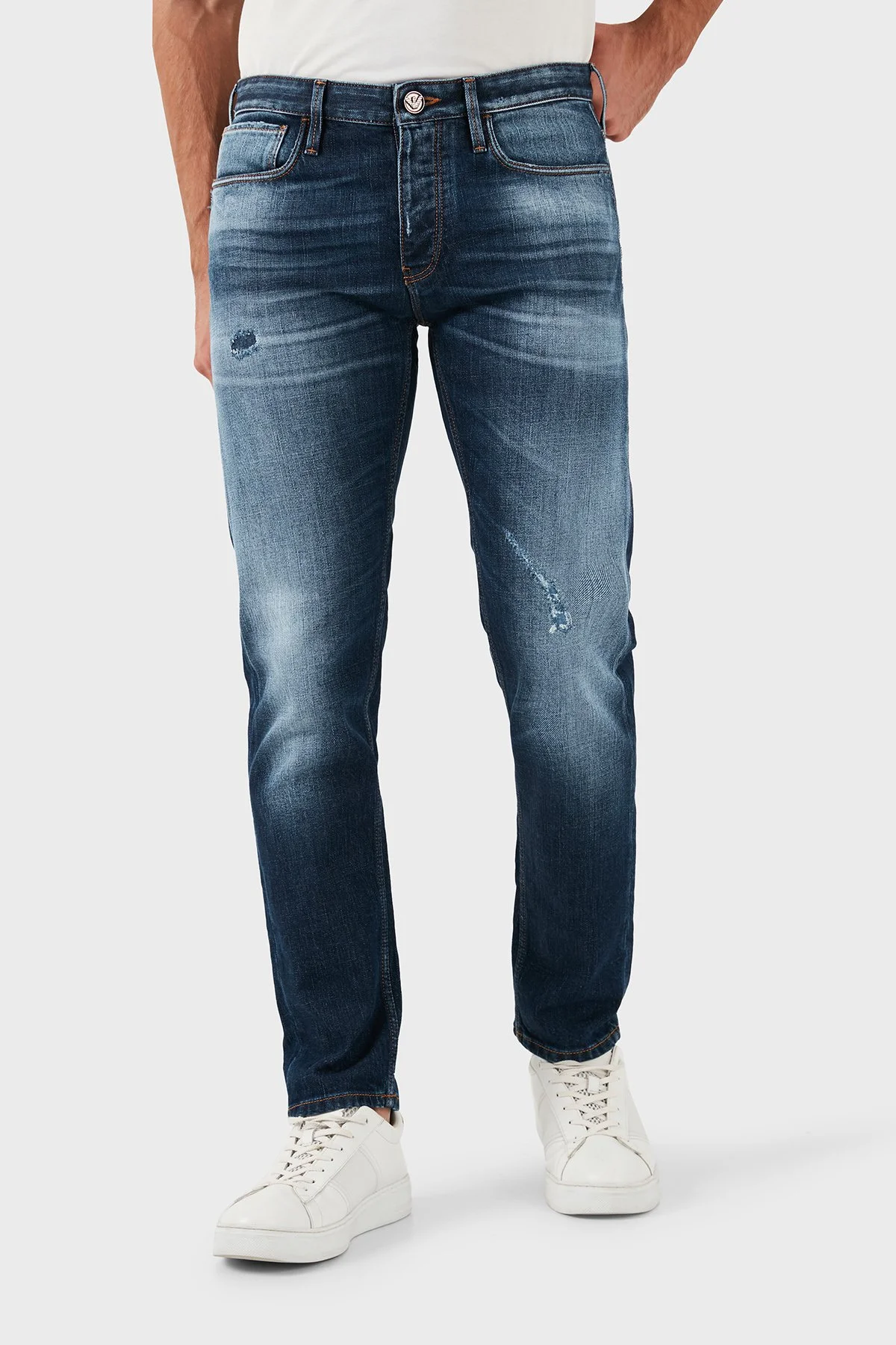 Emporio Armani Pamuklu Slim Fit Düşük Bel Düz Paça Jeans Erkek Kot Pantolon 6D1J75 1D44Z 0942 LACİVERT - 1