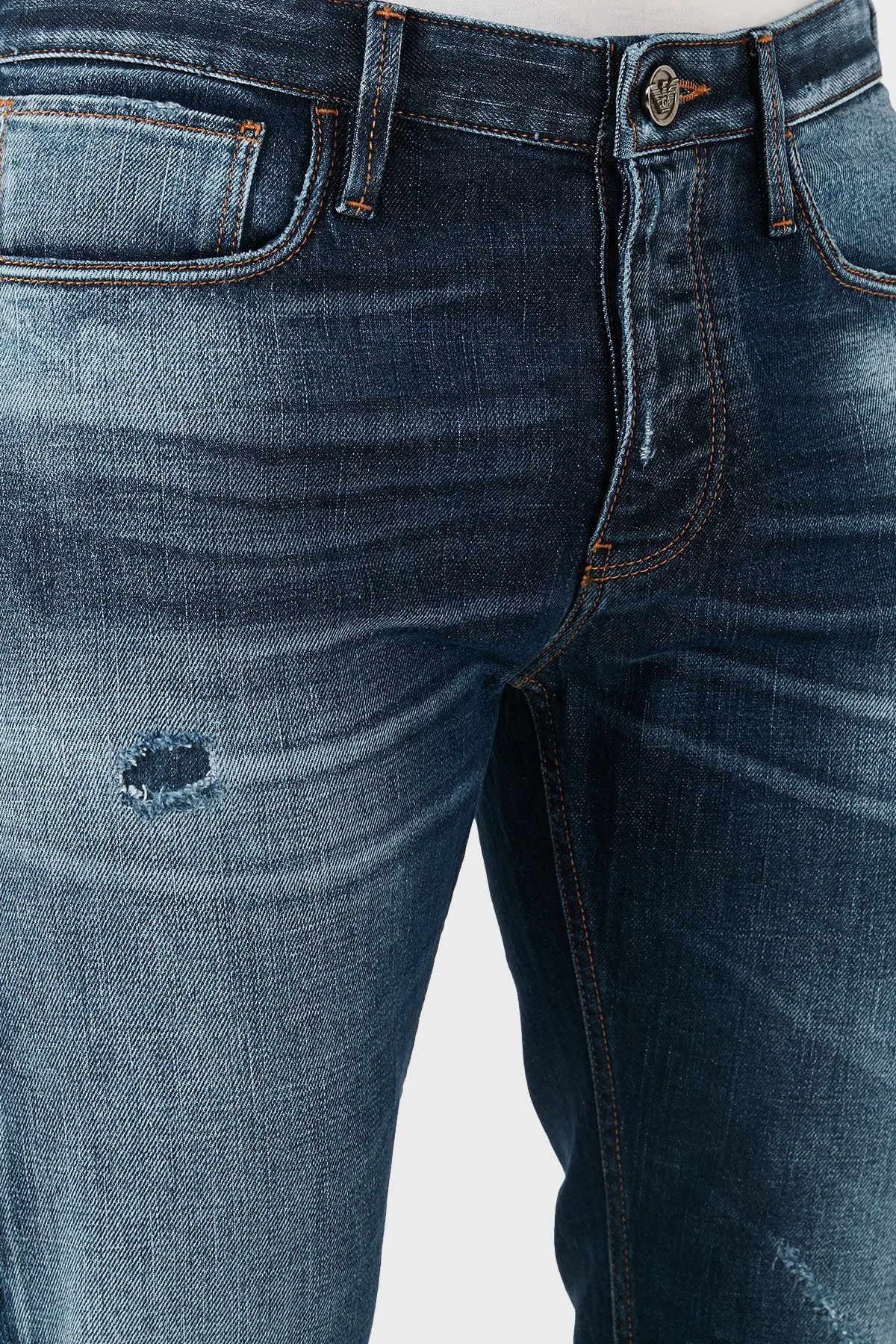 Emporio Armani Pamuklu Slim Fit Düşük Bel Düz Paça Jeans Erkek Kot Pantolon 6D1J75 1D44Z 0942 LACİVERT - 5