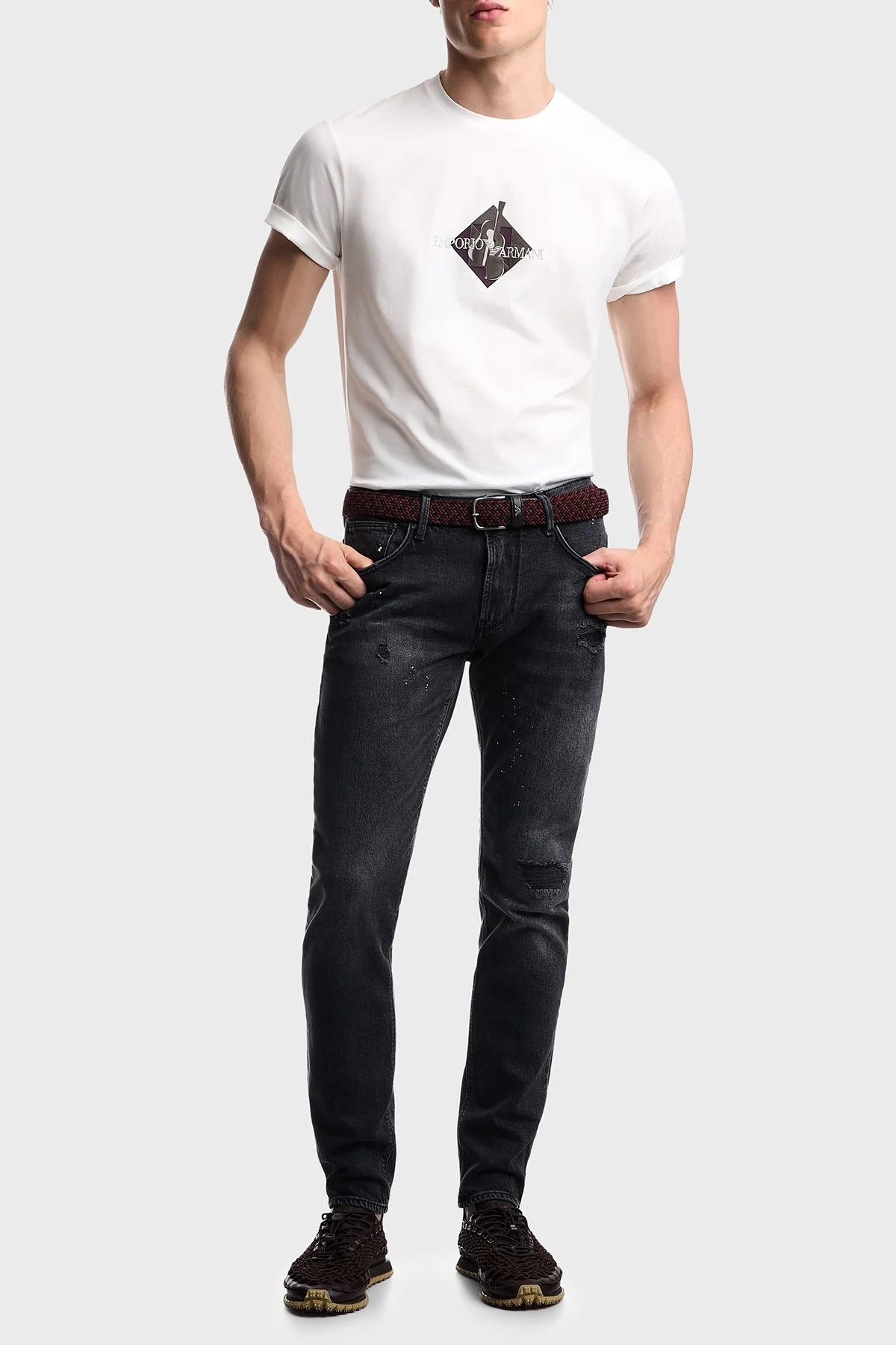 Emporio Armani Pamuklu Slim Fit Düşük Bel Jeans Erkek Kot Pantolon EM000121 AF29286 M8001 Gri - 2
