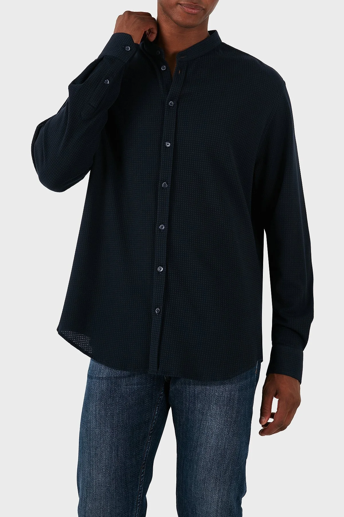 Emporio Armani Pamuklu Slim Fit Erkek Gömlek EM000204 TE11576 UB109 LACİVERT - 10