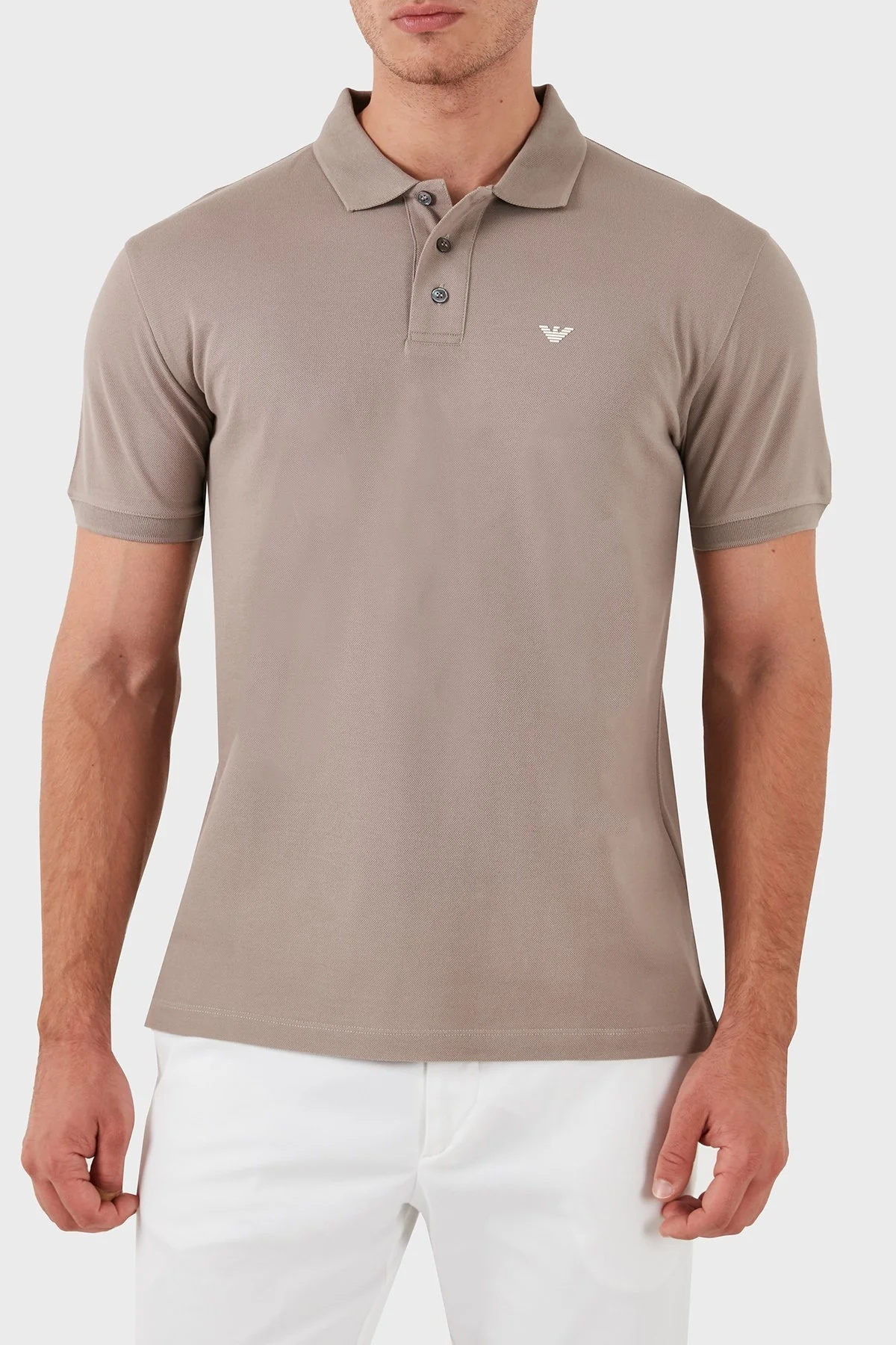 Emporio Armani Pamuklu Slim Fit Erkek Polo Yaka T Shirt 8N1FQ2 1JTKZ 0650 BEJ - 1