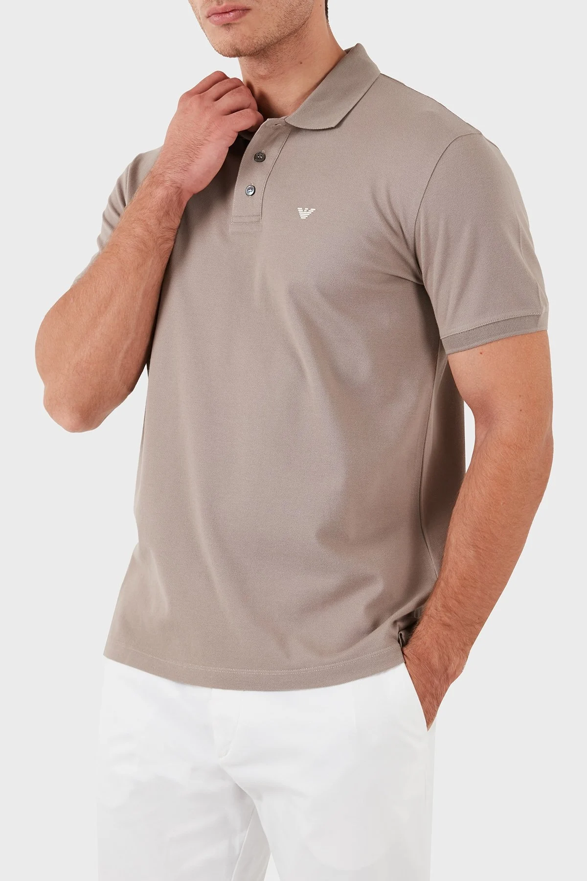 Emporio Armani Pamuklu Slim Fit Erkek Polo Yaka T Shirt 8N1FQ2 1JTKZ 0650 BEJ - 4