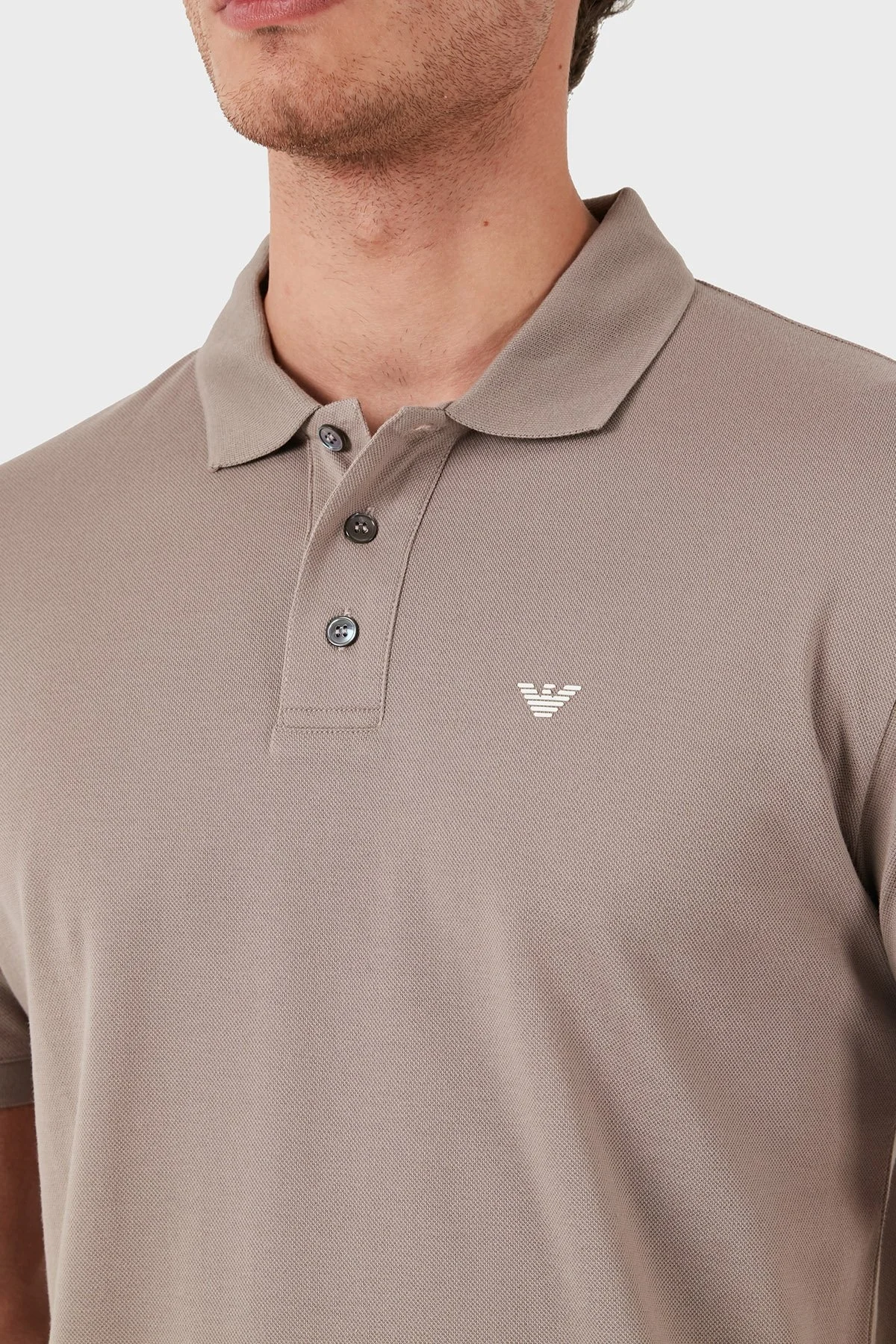 Emporio Armani Pamuklu Slim Fit Erkek Polo Yaka T Shirt 8N1FQ2 1JTKZ 0650 BEJ - 6