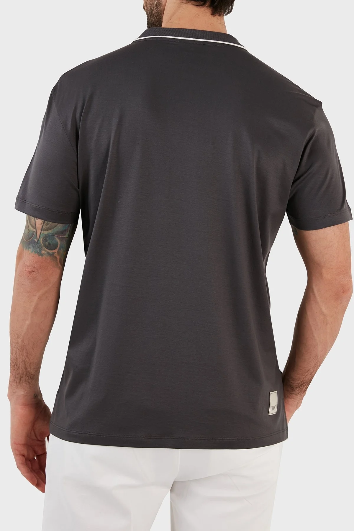 Emporio Armani Pamuklu Slim Fit Fermuarlı Erkek Polo T Shirt 3R1F66 1JUVZ 0657 GRİ - 5
