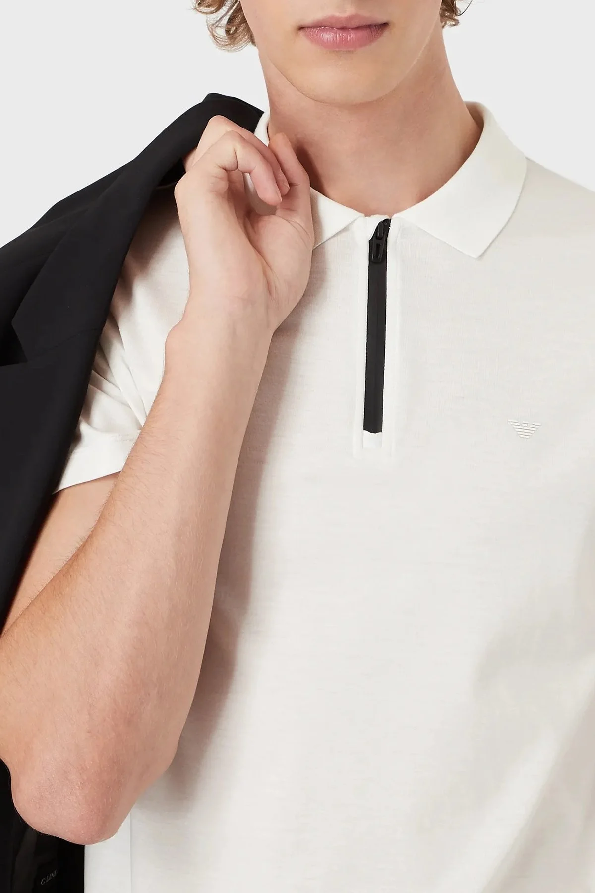 Emporio Armani Pamuklu Slim Fit Fermuarlı T Shirt Erkek Polo 3L1FAB 1JUVZ 0101 BEYAZ - 3