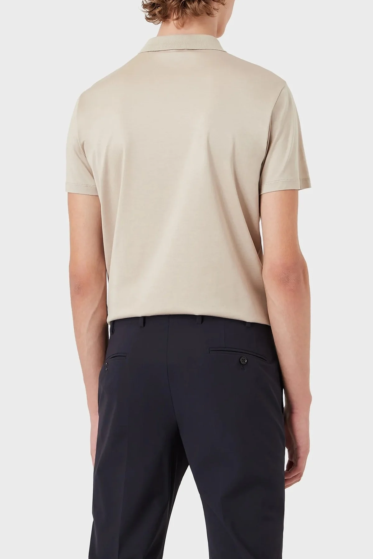Emporio Armani Pamuklu Slim Fit Fermuarlı T Shirt Erkek Polo 3L1FAB 1JUVZ 0135 AÇIK BEJ - 3