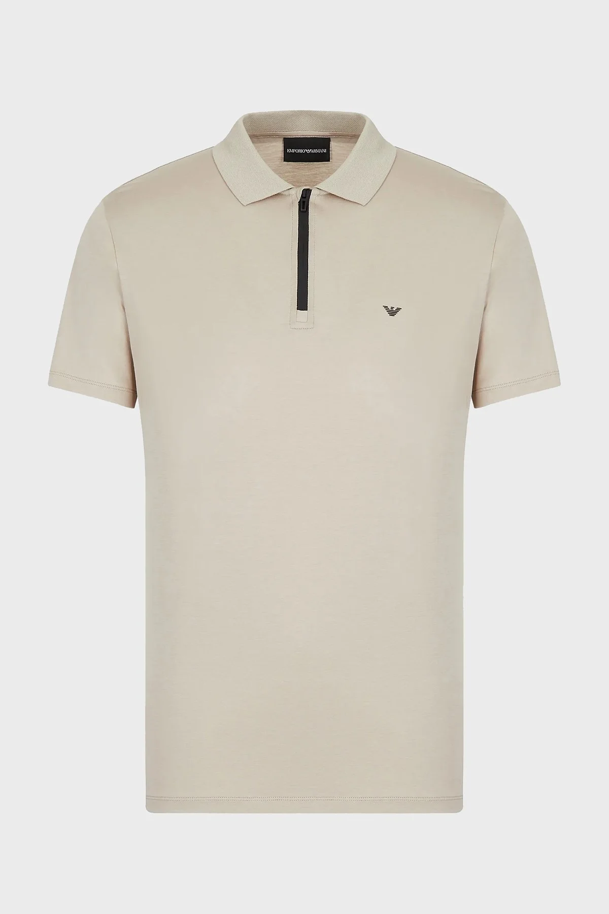 Emporio Armani Pamuklu Slim Fit Fermuarlı T Shirt Erkek Polo 3L1FAB 1JUVZ 0135 AÇIK BEJ - 4