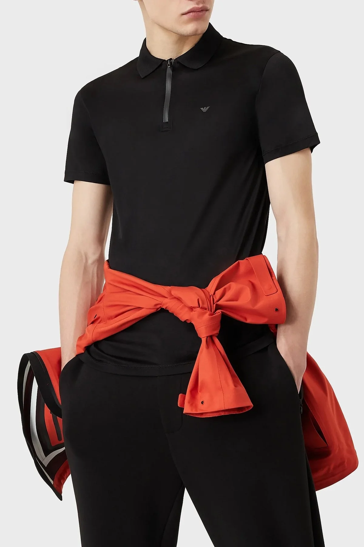 Emporio Armani Pamuklu Slim Fit Fermuarlı T Shirt Erkek Polo 3L1FAB 1JUVZ 0999 SİYAH - 1